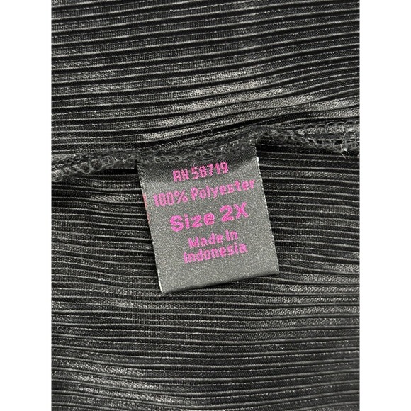 Tatoo Me Pleated Tank Top Y2K Black Metallic V-Neck Sleeveless 2XL Going Out - Picture 10 of 10